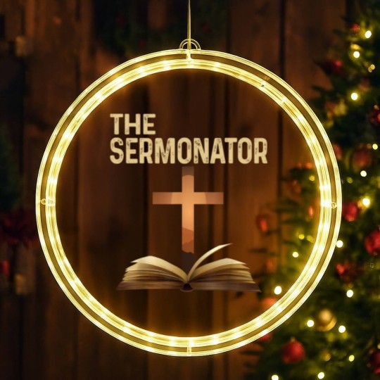 Discover Mens The Sermonator Pastor Appreciation Christian Cross LED Christmas Window Lights LED Christmas Window Lights