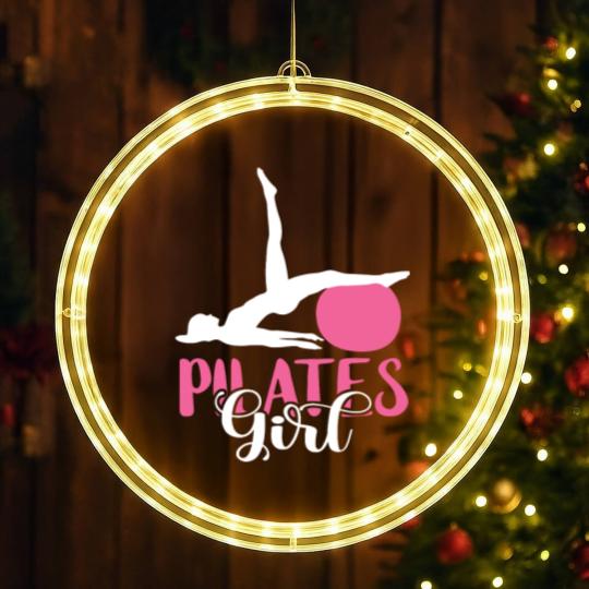 Discover Pilates Fitness Instructor Pilates Girl Pilates Workout LED Christmas Window Lights
