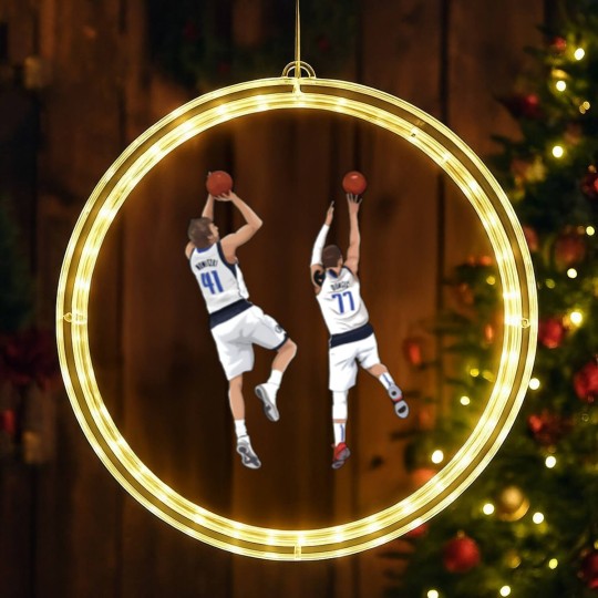 Discover Luka Doncic x Dirk Nowitzki LED Christmas Window Lights