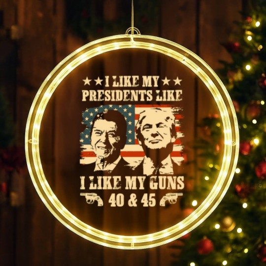 Discover I Like my Presidents Like I Like My Guns 40 45 LED Christmas Window Lights, Ronald Reagan and Donald Trump LED Christmas Window Lights