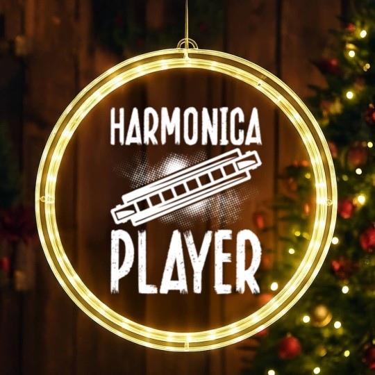 Discover Harmonica Player Design For French Harp Musician Harmonicist LED Christmas Window Lights