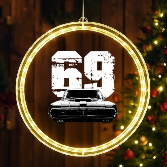 Discover 1969 Mercury Cougar Front View with Year LED Christmas Window Lights