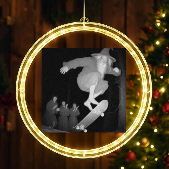 Discover Gandalf skateboarding LED Christmas Window Lights, Gandalf skating in the woods LED Christmas Window Lights