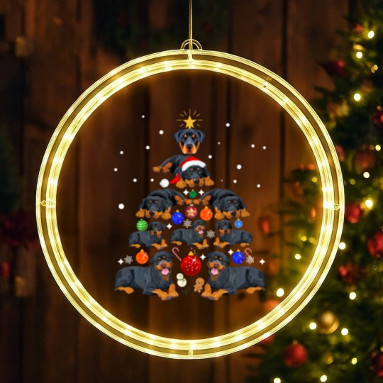 Discover Funny Christmas Rottweiler Dog LED Christmas Window Lights , Rottweiler Dog