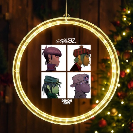 Discover Gorillaz LED Christmas Window Lights Mens Demon Days Band Logo LED Christmas Window Lights Short Sleeve Black