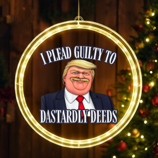 Discover Dastardly Deeds Funny Trump Cartoon Style Graphic LED Christmas Window Lights