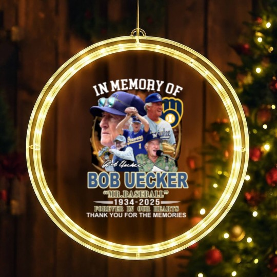 Discover Mr. Baseball In Memory Of Bob Uecker Forever In Our Hearts 1934-2025 LED Christmas Window Lights