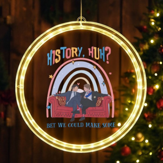 Discover History, Huh? LED Christmas Window Lights, Red White and Royal Blue
