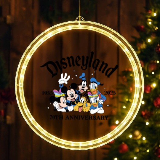 Discover Disneyyland 70th Anniversary LED Christmas Window Lights, Castle Platinum Celebration 1955-2025 LED Christmas Window Lights