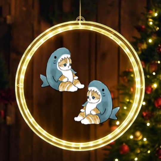 Discover mofu sand 004-2cute cat kitty meeeeow SHARK LED Christmas Window Lights