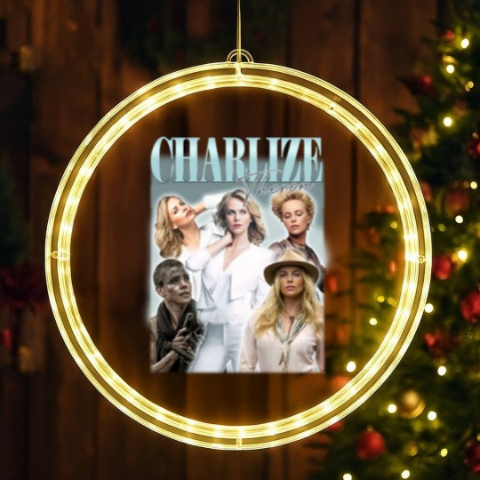 Discover Charlize Theron Vintage Bootleg LED Christmas Window Lights, Charlize Theron Vintage Graphic LED Christmas Window Lights