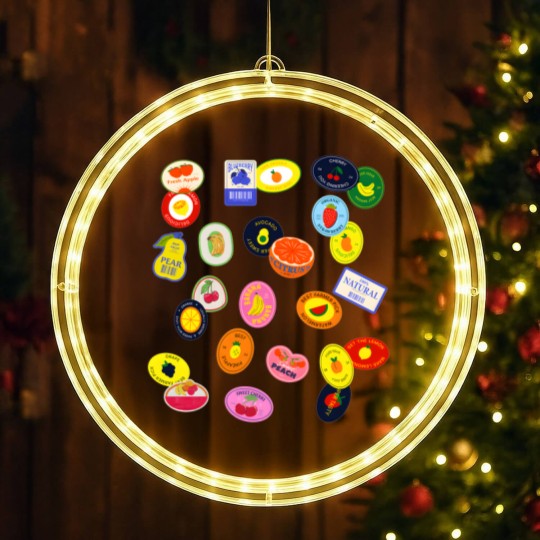 Discover Comfort Colors Fruit Sticker LED Christmas Window Lights, Summer Graphic LED Christmas Window Lights