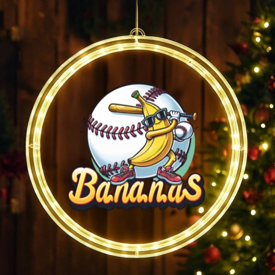 Discover Let's Go Bananas Baseball LED Christmas Window Lights, Sports Team Mascot LED Christmas Window Lights