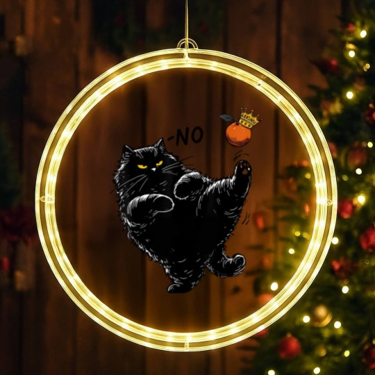 Discover No Kings in America Black Cat LED Christmas Window Lights, No Kings LED Christmas Window Lights, Funny Political Meme LED Christmas Window Lights