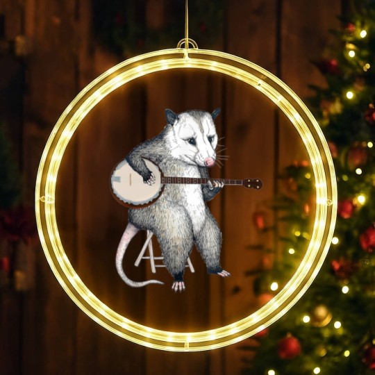 Discover Opossum Playing Banjo Guitar Possum Live Weird Trash Kitty LED Christmas Window Lights