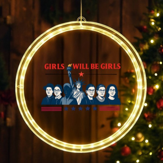 Discover Girls Will be Girls Comfort Colors LED Christmas Window Lights, Patriotic Feminist 4th of July LED Christmas Window Lights