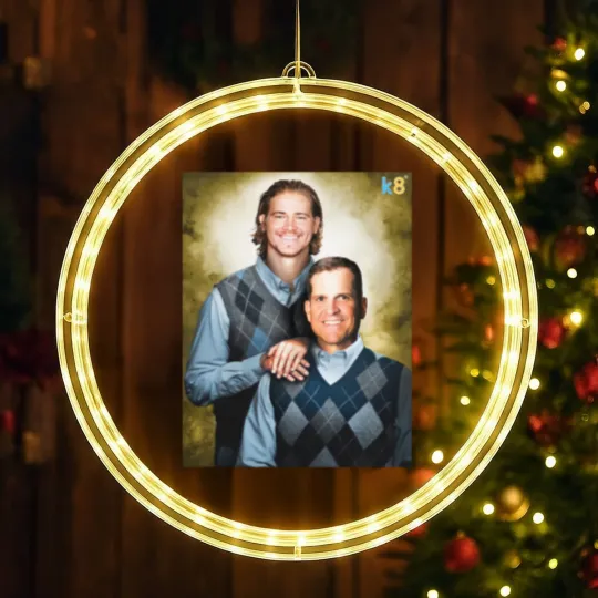 Discover Streetwear - Football Justin Herbert and Jim Harbaugh LED Christmas Window Lights
