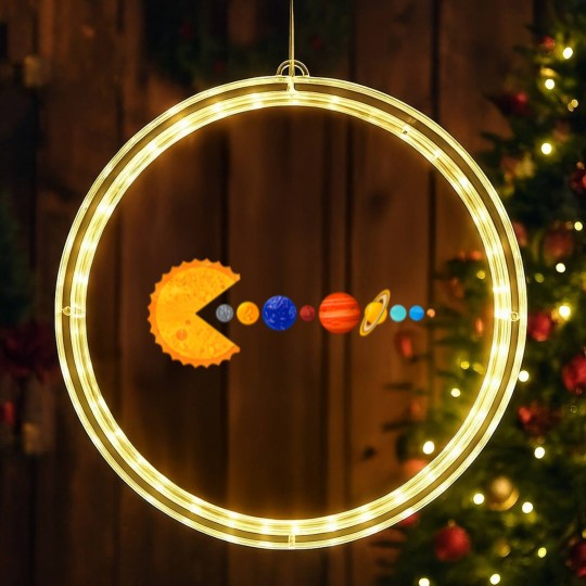 Discover Pacman Eating Planets - Pacman - LED Christmas Window Lights