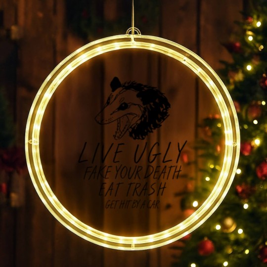 Discover Live Ugly  Your Death Eat Trash Get Hit By A Car Opossum LED Christmas Window Lights