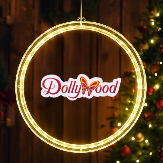 Discover Dollywoods logo LED Christmas Window Lights