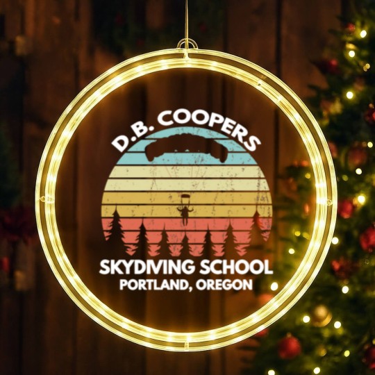 Discover D B Coopers Skydiving School Portland Oregon Funny LED Christmas Window Lights