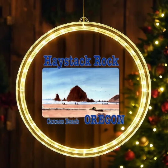 Discover Haystack Rock, Cannon Beach, Oregon - Haystack Rock - LED Christmas Window Lights