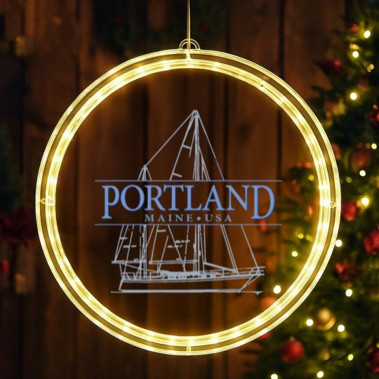 Discover Portland Maine Sailing LED Christmas Window Lights