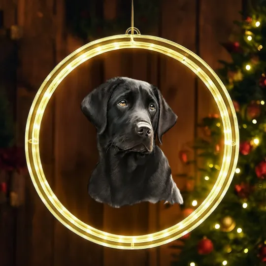 Discover Black Labrador Black Labrador- Black Labrador Head And Shoulders LED Christmas Window Lights