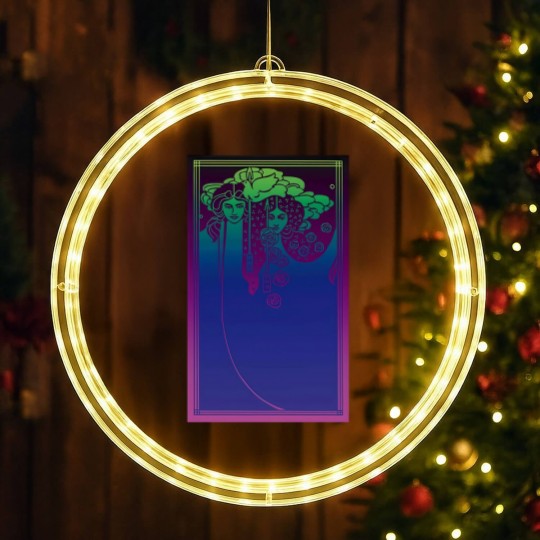 Discover Art Nouveau Ladies (blue on purple) - Art Nouveau - LED Christmas Window Lights