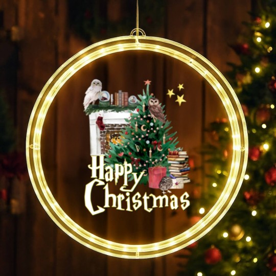 Discover Hogwarts at Christmas Inspired Oversized LED Christmas Window Lights, Wizard School Christmas T, Unisex LED Christmas Window Lights