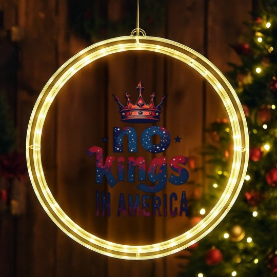 Discover No Kings in America LED Christmas Window Lights, No Kings LED Christmas Window Lights, Protest LED Christmas Window Lights, Patriotic LED Christmas Window Lights