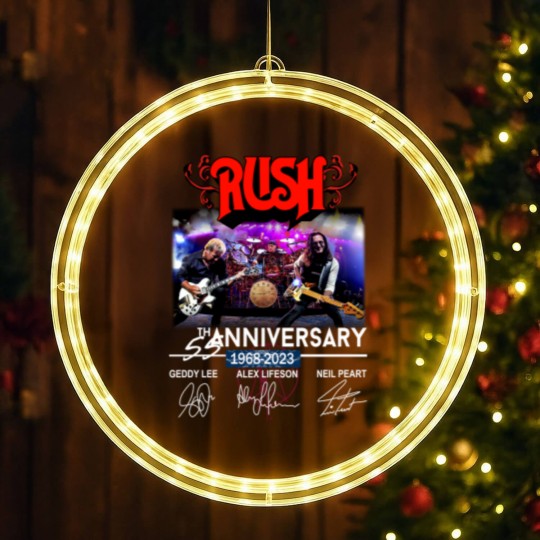 Discover New 55 Years RUSH Band 1968-2023 Signatures LED Christmas Window Lights