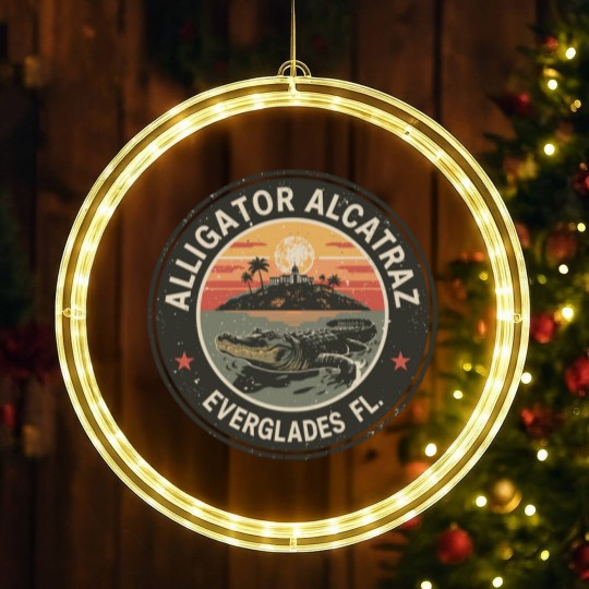 Discover Alligator Alcatraz LED Christmas Window Lights, Everglades Florida Parody LED Christmas Window Lights, Funny Vintage