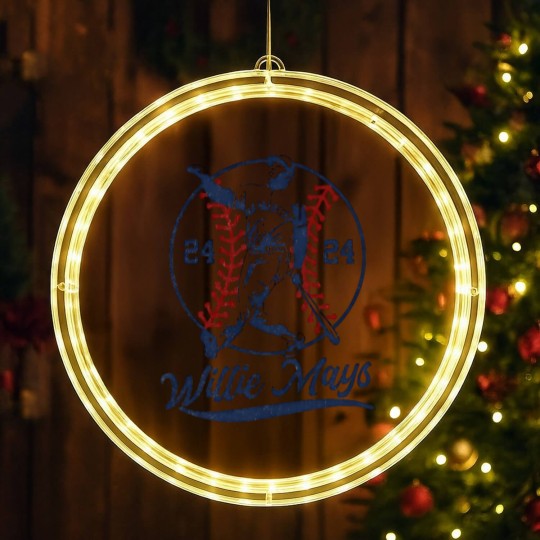 Discover Willie Mays LED Christmas Window Lights, Vintage Aesthetic Art Willie Mays LED Christmas Window Lights