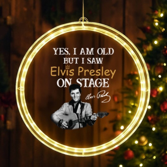 Discover Elvis Presley LED Christmas Window Lights, Yes I Am Old But I Saw Elvis Presley On Stage LED Christmas Window Lights, King Of Music LED Christmas Window Lights