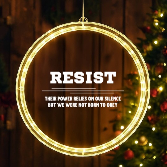Discover Resist LED Christmas Window Lights, Liberal Protest LED Christmas Window Lights, Political Democratic Social Justice LED Christmas Window Lights, Feminist LED Christmas Window Lights, Defend Democracy Gift