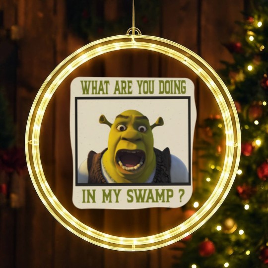 Discover Shrek Face LED Christmas Window Lights What Are You Doing in My Swamp LED Christmas Window Lights, I'm Swamped LED Christmas Window Lights, Funny Shrek LED Christmas Window Lights