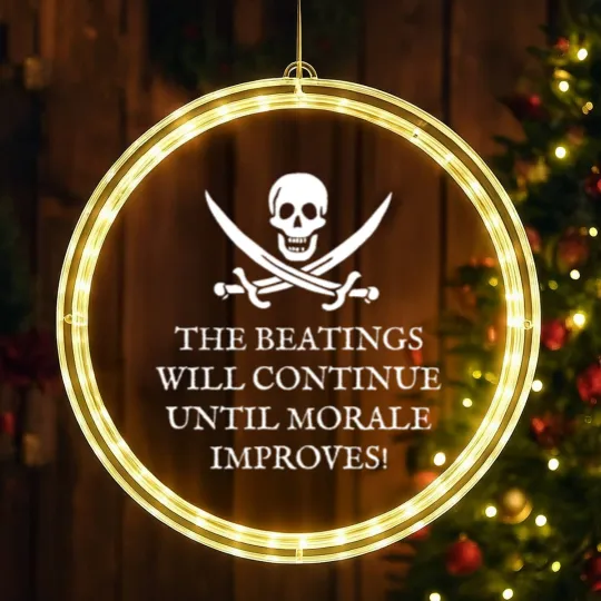 Discover Skull and Crossbones Pirates Life - The Beatings Will Continue Until Morale Improves! LED Christmas Window Lights