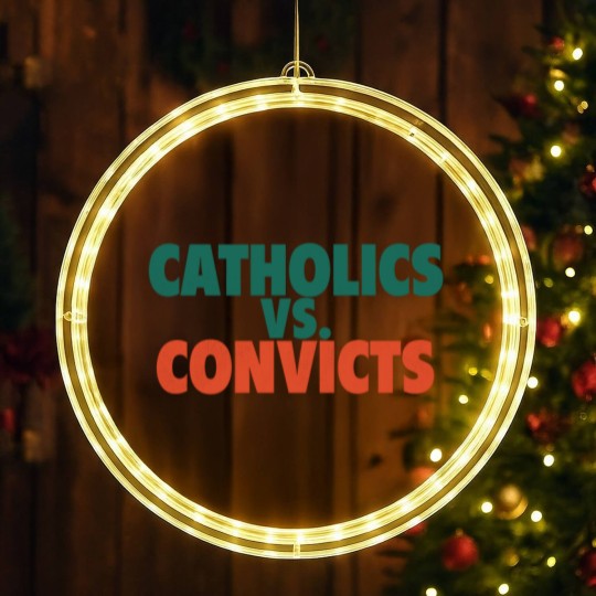 Discover Catholics Vs. Convicts Retro 1988 Football Game LED Christmas Window Lights