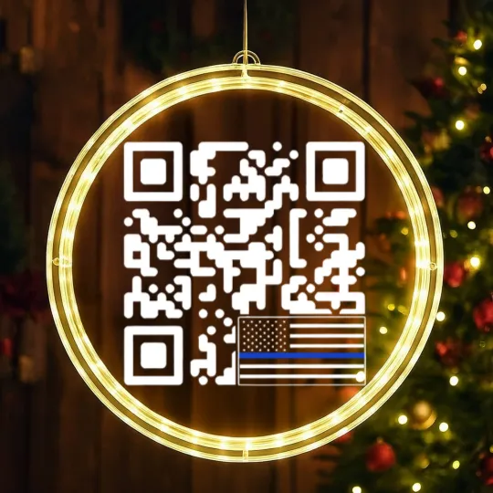 Discover BACK Print - Police Flag Trump Dance QR Code Comfort Colors LED Christmas Window Lights,  Republican LED Christmas Window Lights