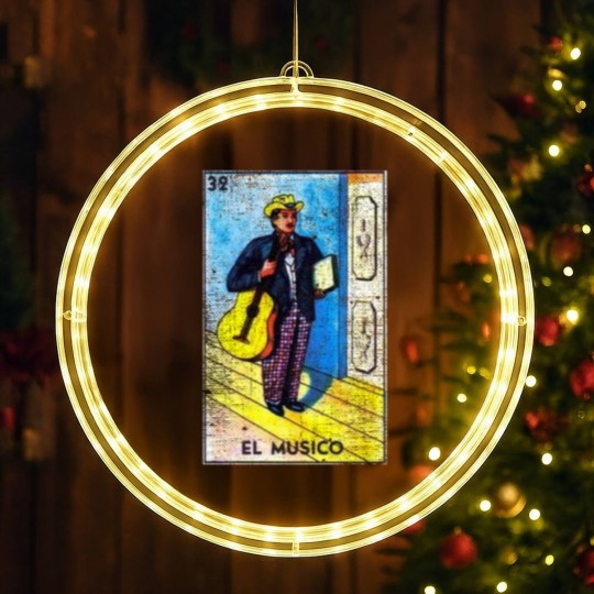 Discover El Musico Mexican Loteria Bingo Card LED Christmas Window Lights