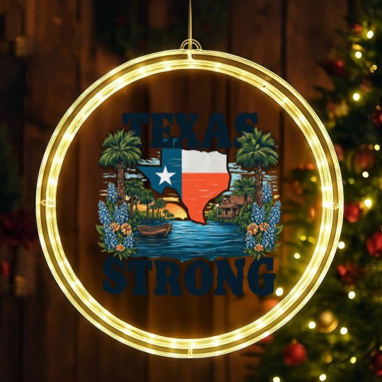 Discover Texas Strong Hill Country 2025 Flood LED Christmas Window Lights, Kerr County Pride LED Christmas Window Lights