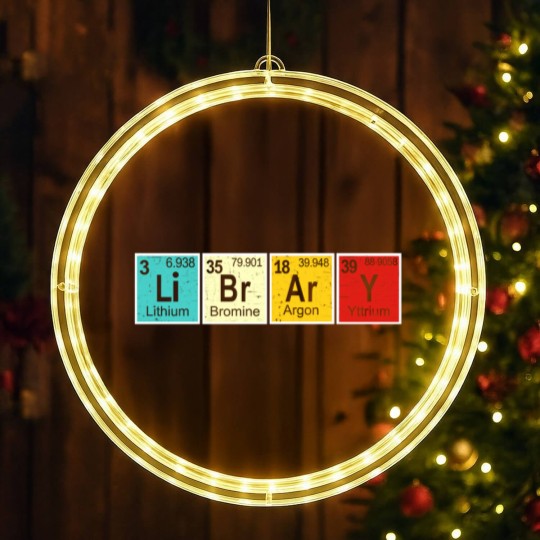 Discover Library Periodic Table Library Reading Book Worms LED Christmas Window Lights