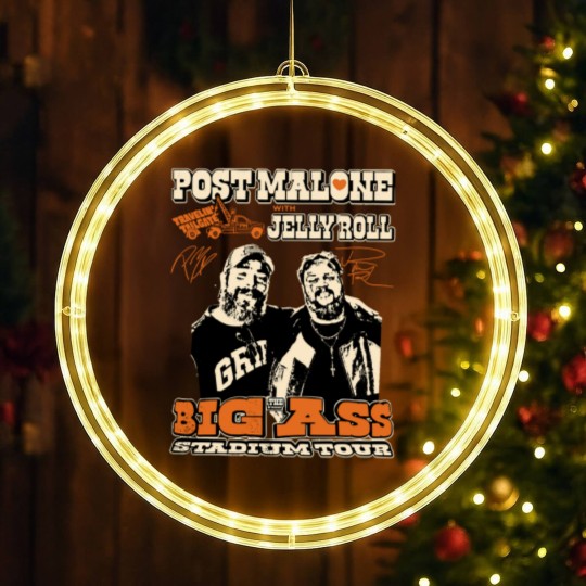 Discover Post Malone Jelly Roll Concert Tour LED Christmas Window Lights Posty Beautifully Broken Rapper