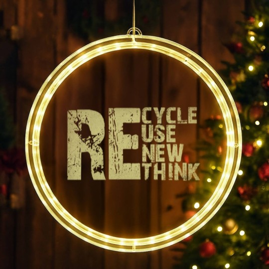 Discover Recycle Reuse Renew Rethink Earth Day Environmental Activism LED Christmas Window Lights