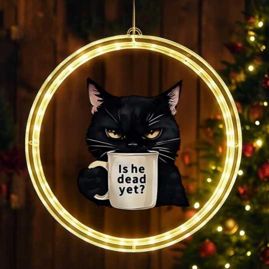 Discover Is He Dead Yet Black Cat LED Christmas Window Lights, Dark Humor Graphic, Anti Trump Protest LED Christmas Window Lights