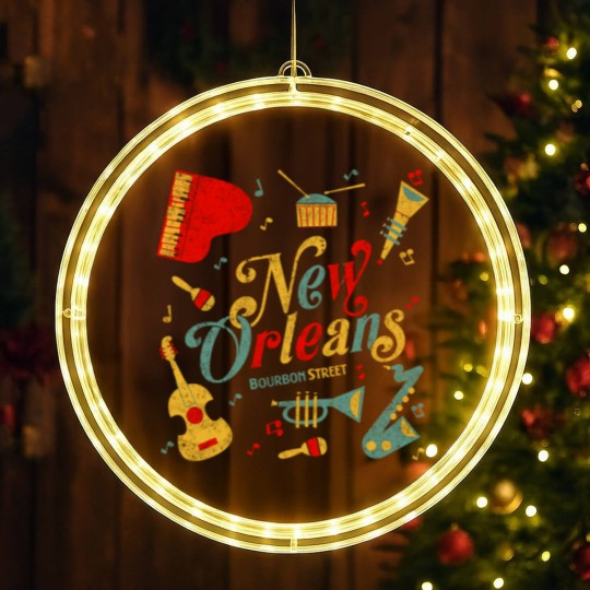 Discover New Orleans Louisiana Music Lovers LED Christmas Window Lights Bourbon Street LED Christmas Window Lights