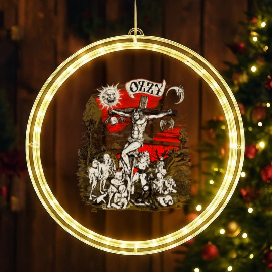 Discover Vintage 1991 Ozzy Osbourne Cross Graphic LED Christmas Window Lights