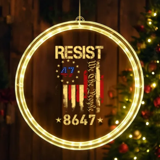 Discover Anti Trump 8647 86 47 US Flag We The People Impeach 47 Unisex LED Christmas Window Lights