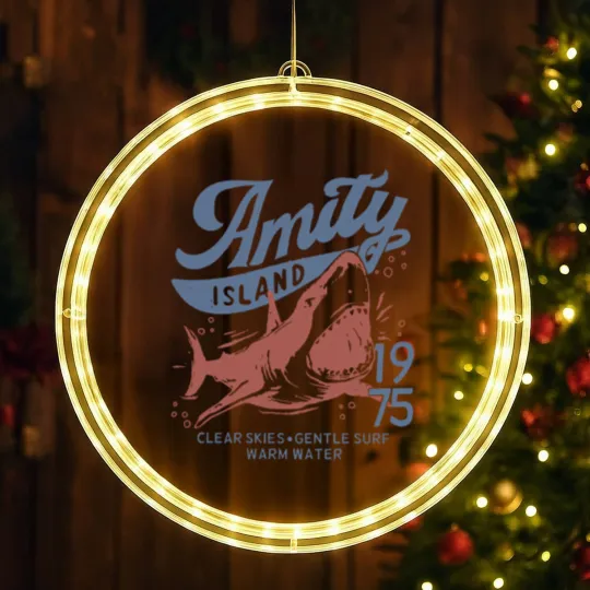 Discover Jaws Amity Island 1975 Clear Skies Gentle Surf Warm Water White LED Christmas Window Lights
